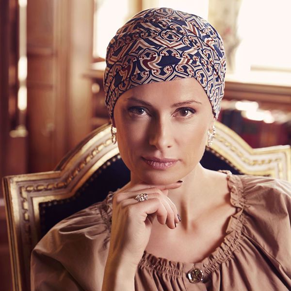 Shanti turban w/print, Endless Shapes Of Blue