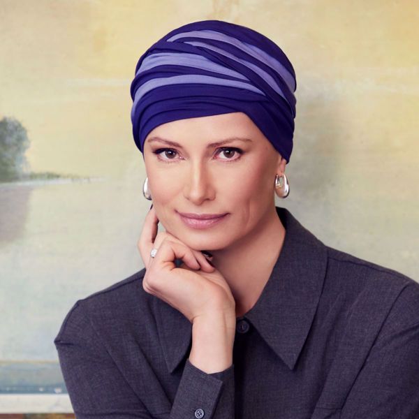 Shanti Turban, Dark Blue/Light Lilac Mix