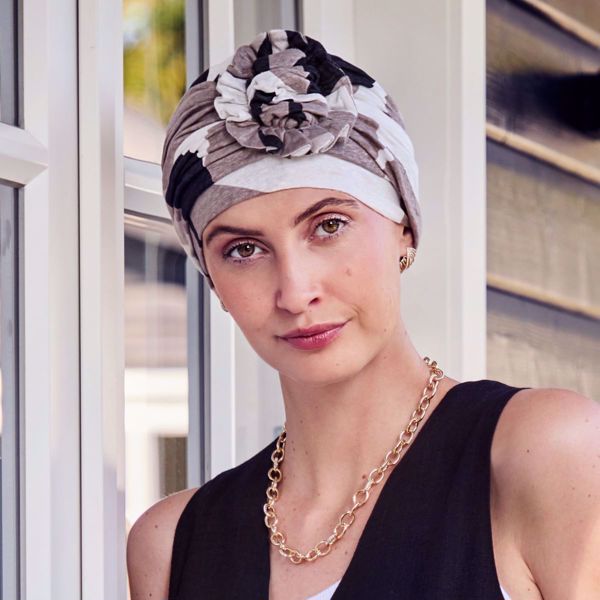 Hoclotus Turban - Printed Linen, Squares & Angles